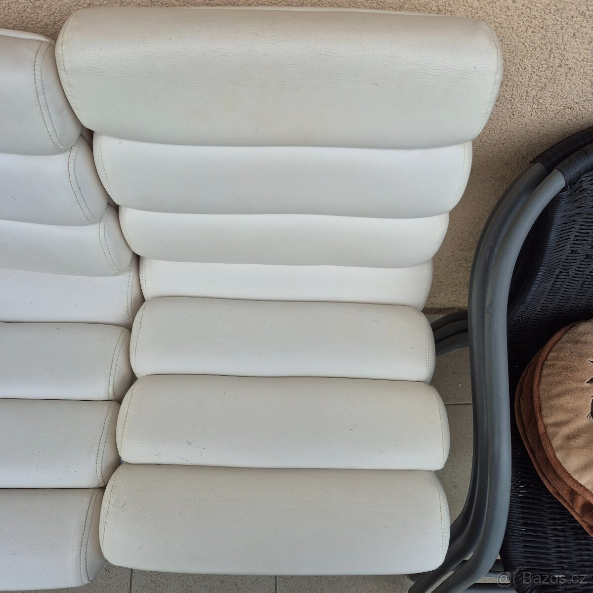 Bílé kožené barové židle barovky - 8