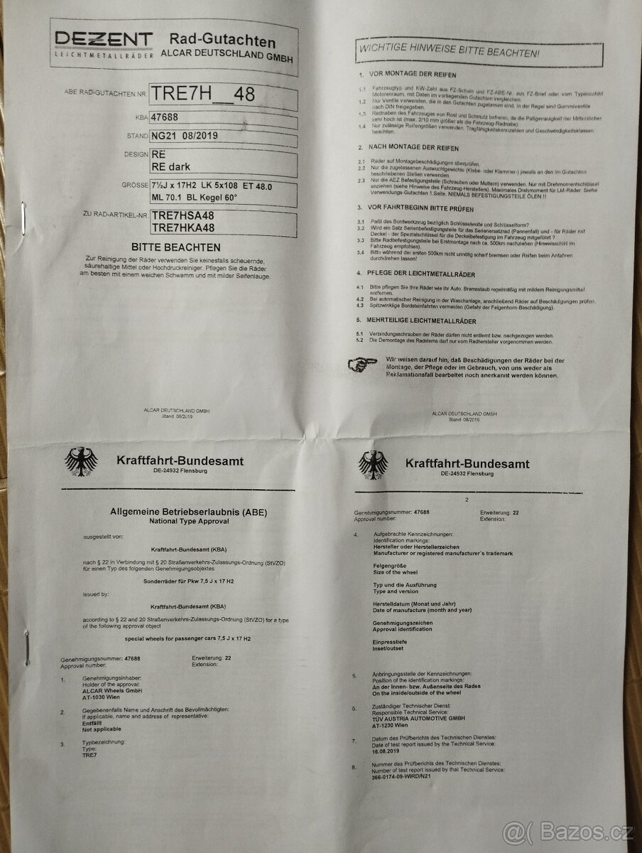 DEZENT 7,5J x 17 ET 48 5x108 4ks - 8