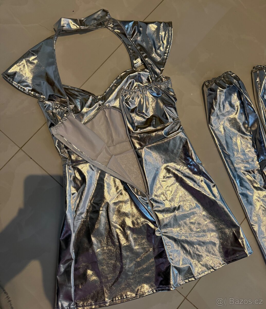 Stribrne saty leskle 165-169cm vyska - 8