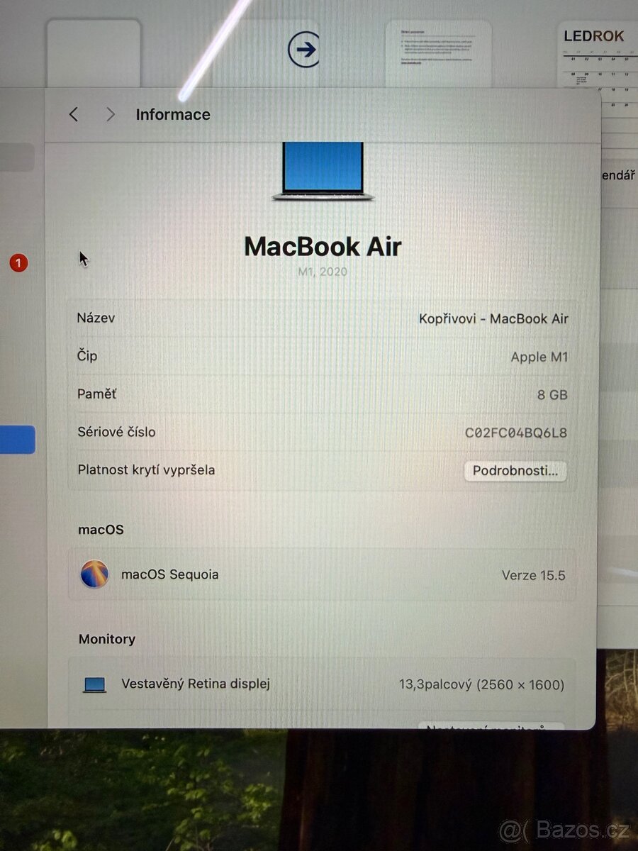 Apple MacBook Air 13” M1 – 8GB, 512GB, baterie 100% - 8