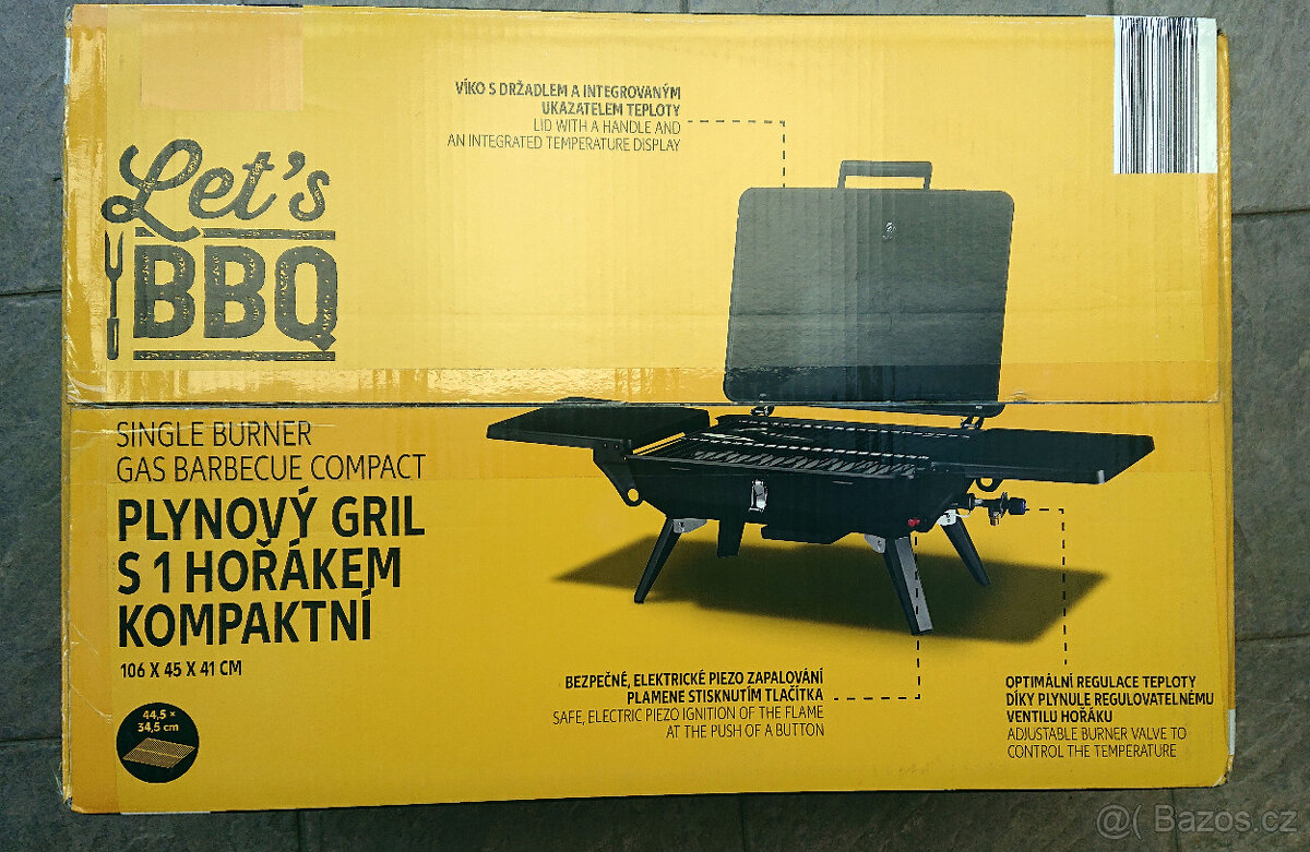 Stolní plynový gril s 1 hořákem kompaktní - nový , nepoužitý - 8