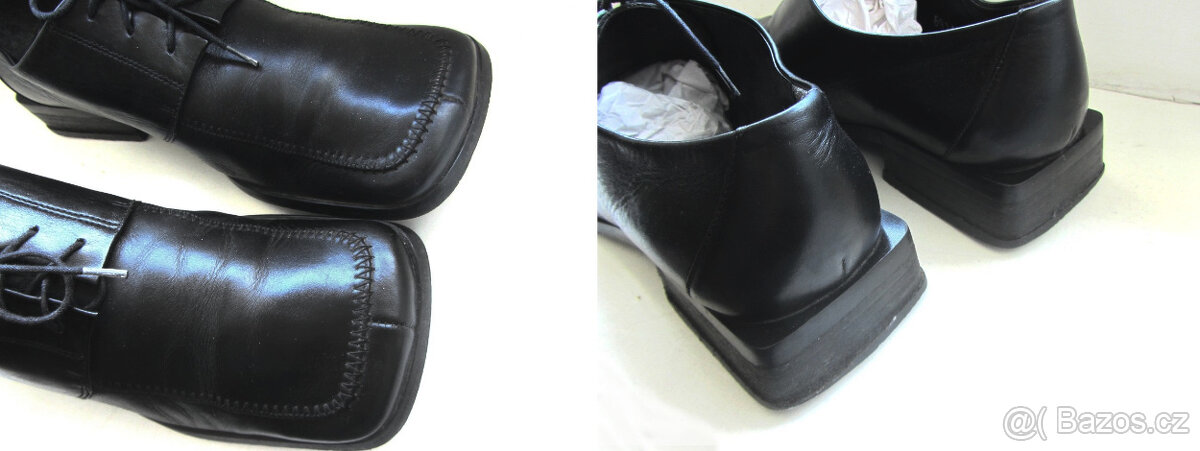 Vintage funky černé kožené dámské boty 37 - 8