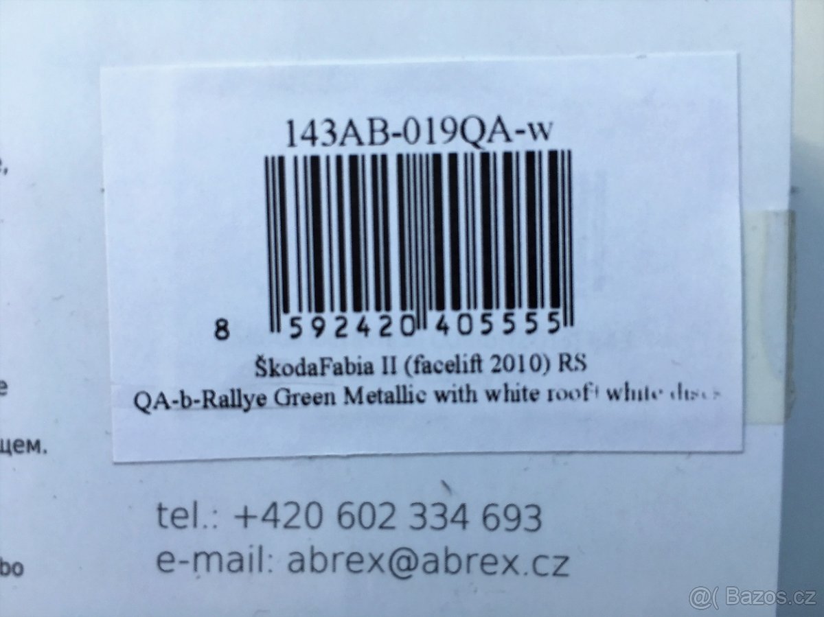 Model ŠKODA Fabia II RS Zelená metalíza "Rallye" Abrex 1/43 - 8