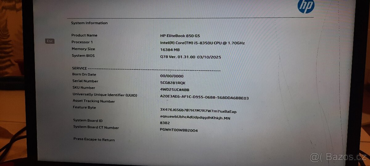 Notebook HP EliteBook 850 G5 - 8