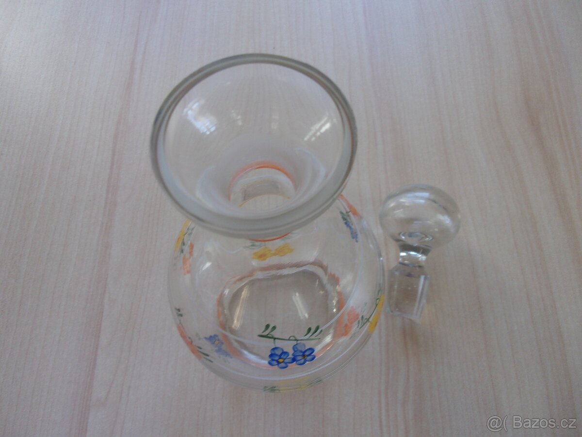 STARÁ KARAFA S RUČNĚ MALOVANÝM KVĚTINOVÝM VZOREM - 8