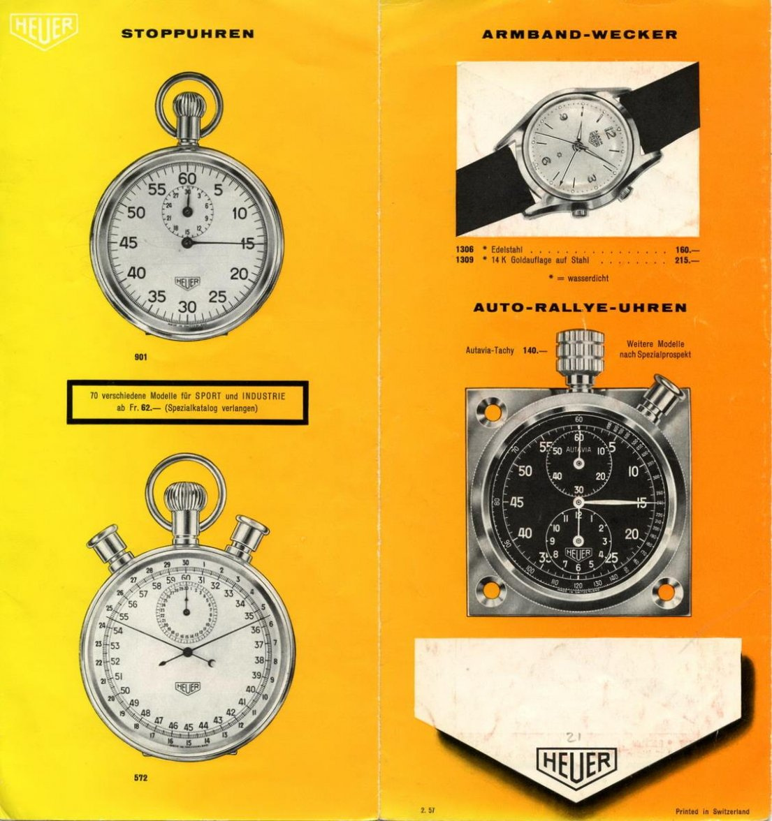 Vzácné švýcarské starožitné pozlacené hodinky HEUER alarm - 8