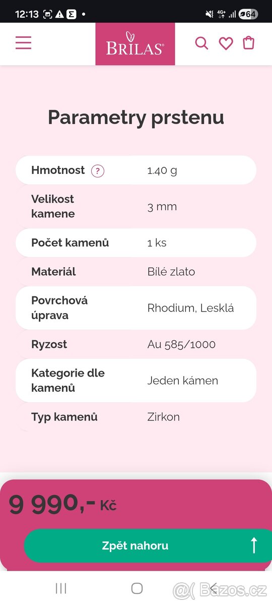 Prsten z bílého zlata - 8