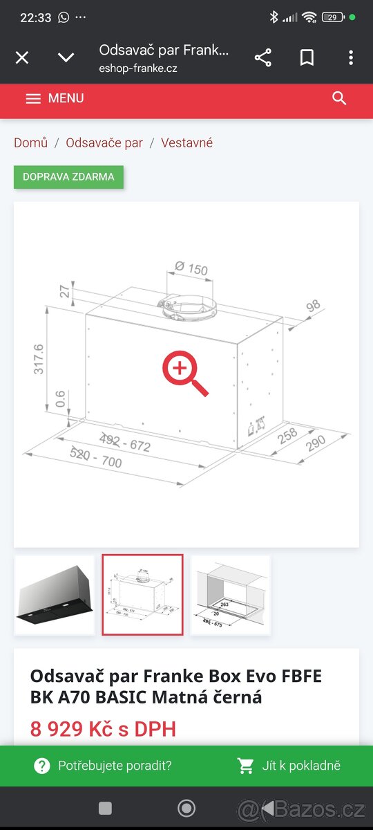 Odsavač par Franke FBFE BK A70 basic - 8