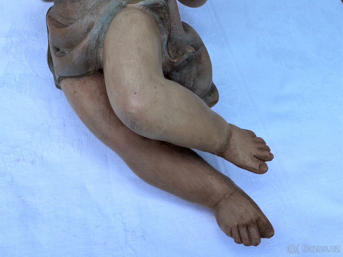 Velké malované sochy Anděl a Andělka dřevo 31,5cm - 8