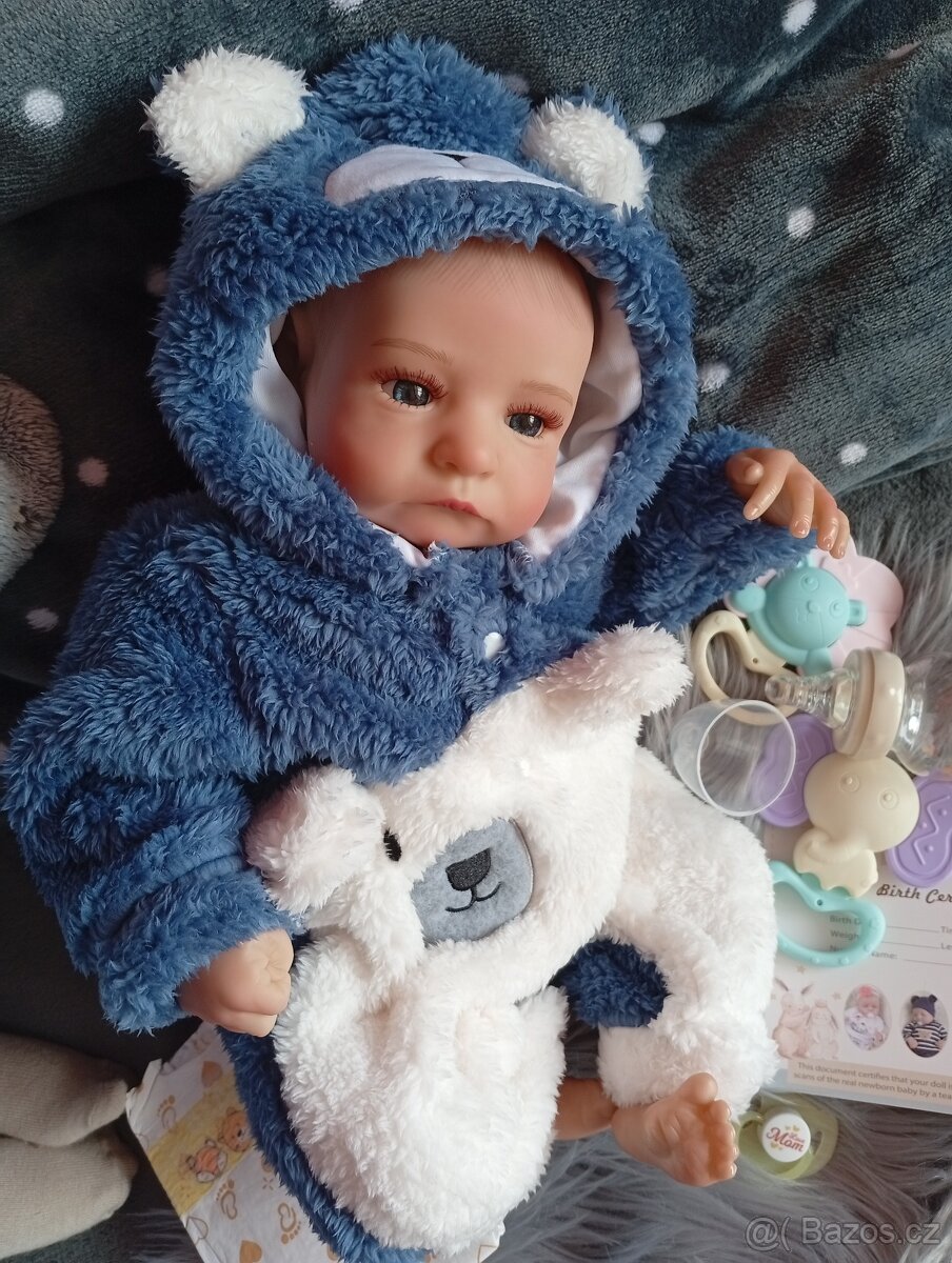 Realistická Reborn panenka Leví modrý medvidek - 8
