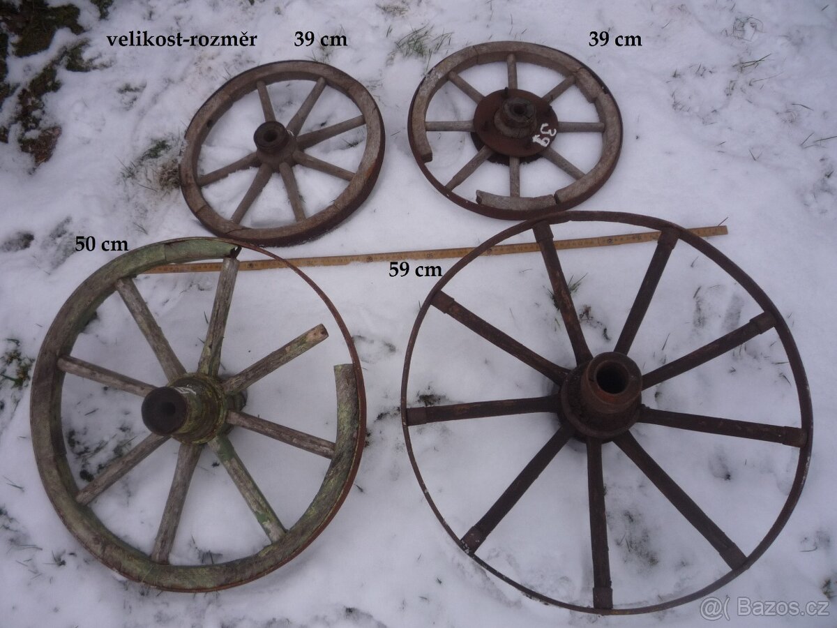 prodám různé hřídele, železné a dřevěné kolečka..... Železné - 8