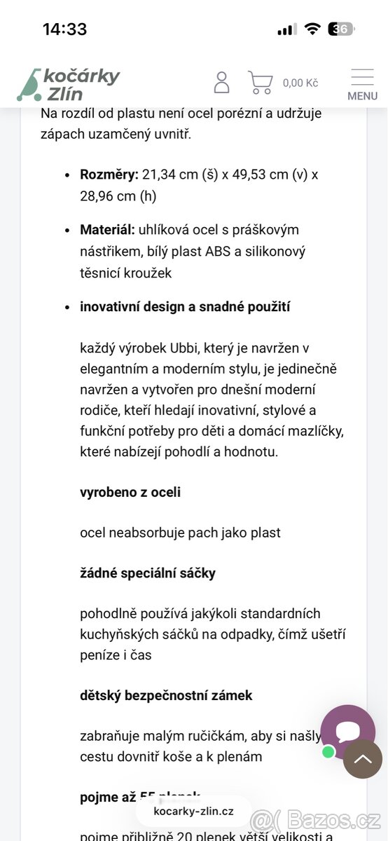 Koš na pleny Ubbi - ocelový - 8
