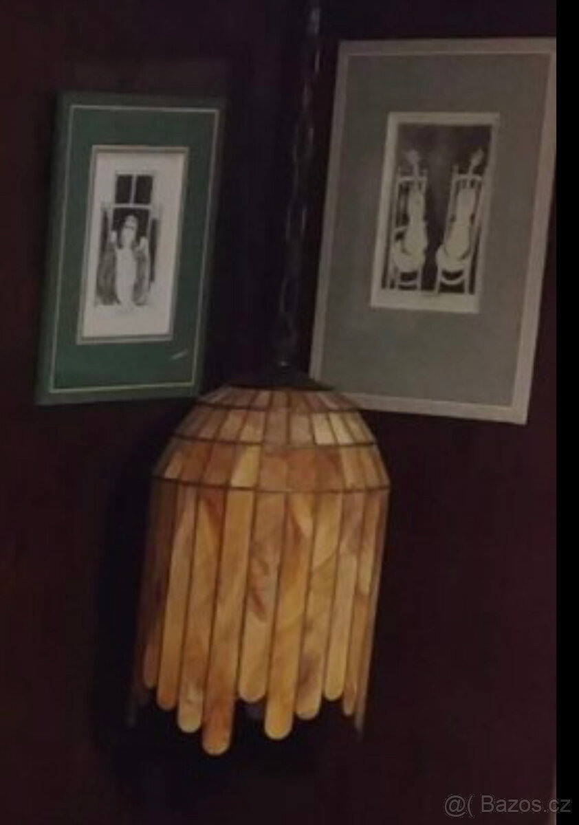 Vitrážové závěsné světlo.Svítidlo vyrobeno Tiffany technikou - 8