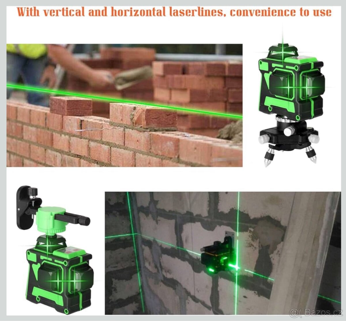 3D Křižovy laser Nivelační 12liniový zelený 360º - 8