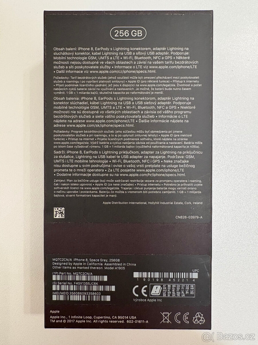 iPhone 8 256GB vesmírně šedý s původní neměněnou baterií 73% - 8