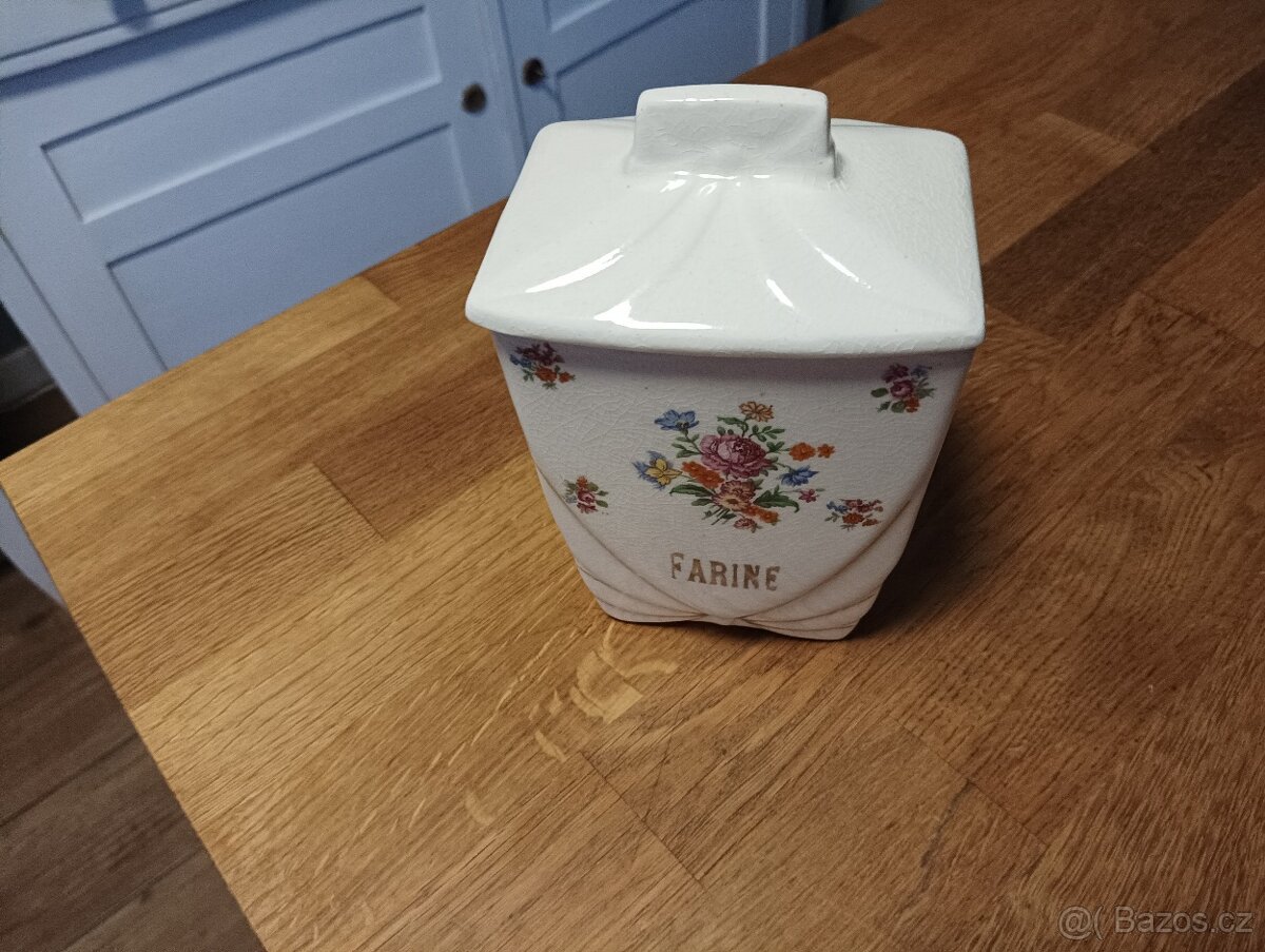 STAROŽITNÁ ART DECO FAJÁNS DÓZA LABRUT & CIE, GRIGNY - 8