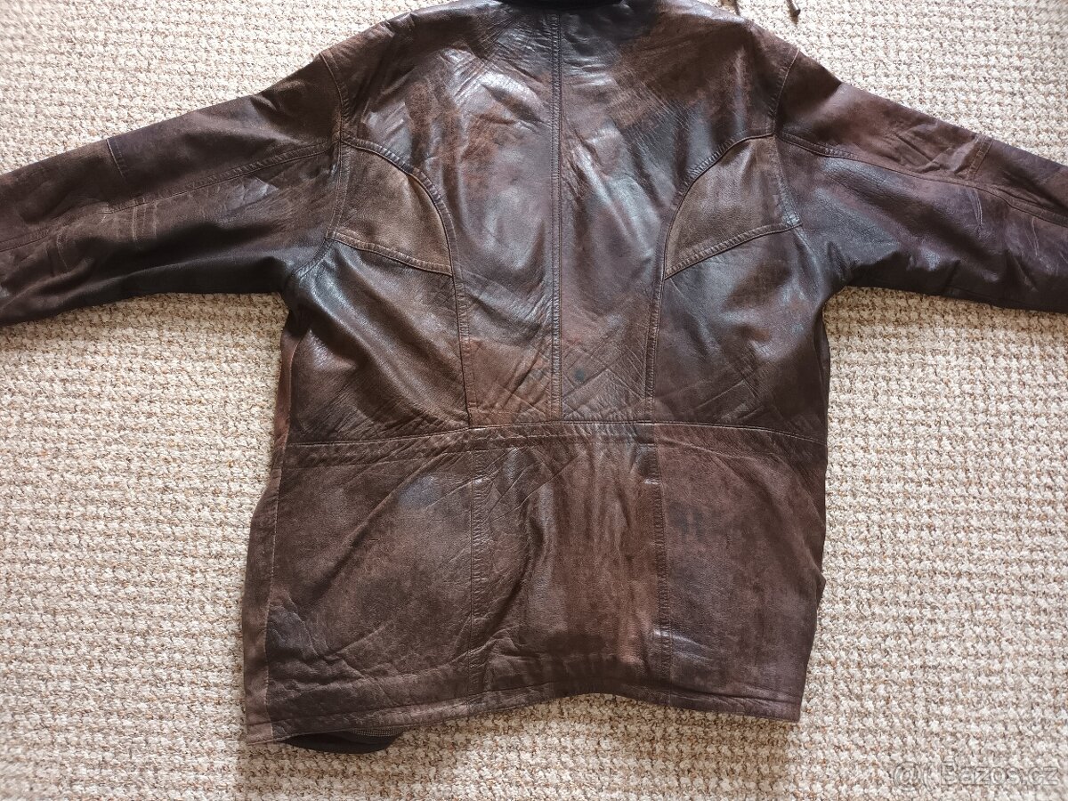 Pánská kožená bunda vel.52 (xxl), jemná kůže, nošená - 8
