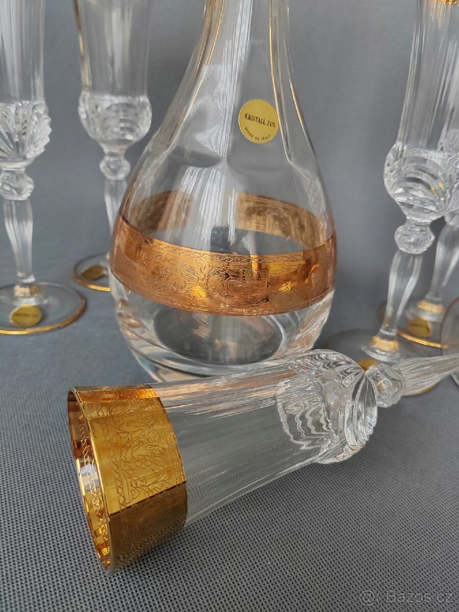 Křišťálové sklenice a karafiát na sekt a šampaňské od CreArt - 8
