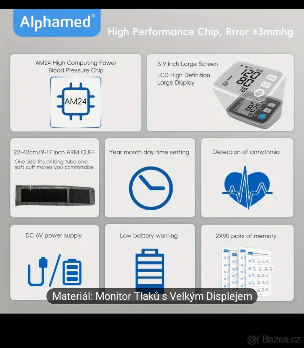 Monitor krevního tlaku Alphamed U80EH, nový. - 8