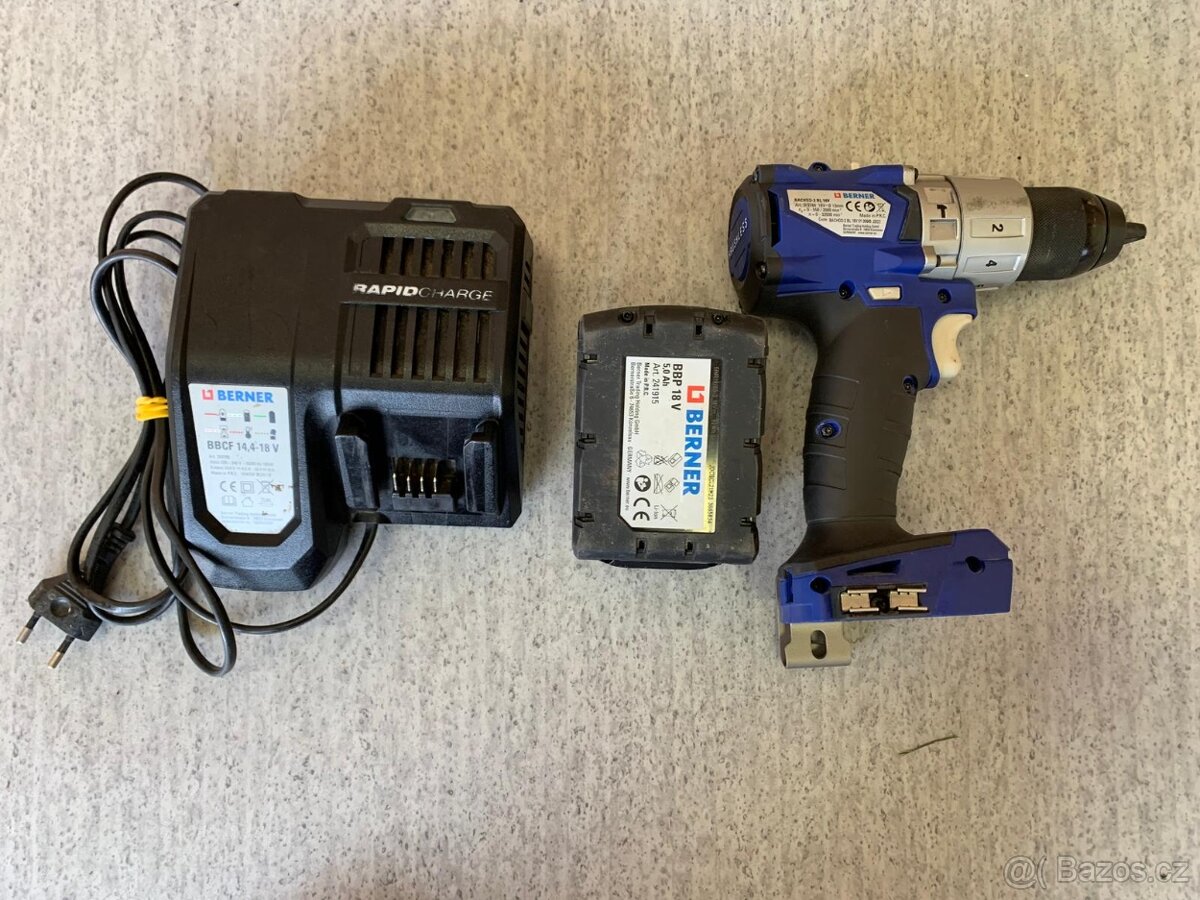 Aku Berner BACHDD-2 BL 18V +bat. 5.0 Ah+ nabíječka - 8