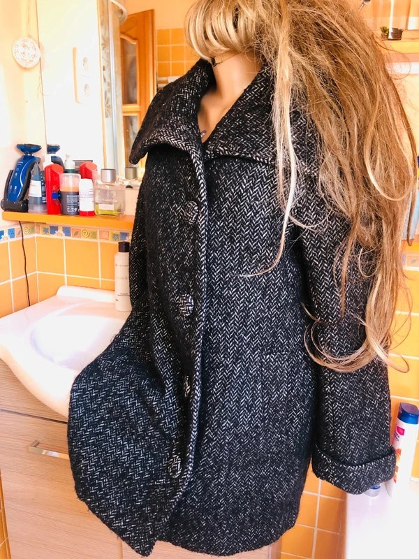 H&M# kabat# vlneny# zimni #oversize # business#sedy - 8