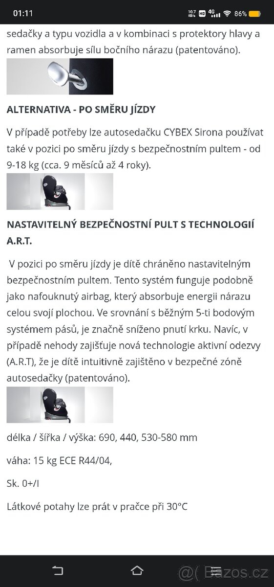 Otočná autosedačka CYBEX Sirona Plus Platinum Line - 8