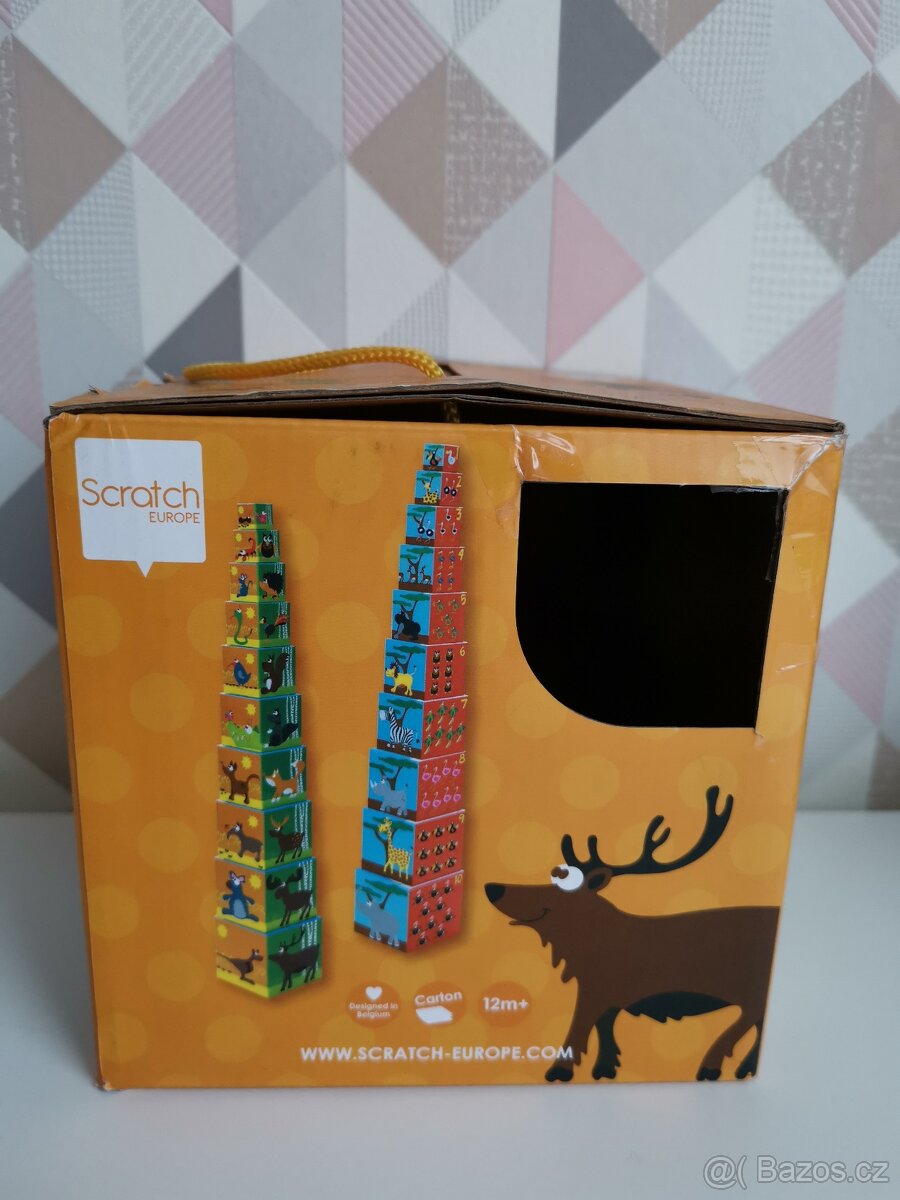 Skládací kostky pyramida - divoká zvířata a čísla, Scratch E - 8