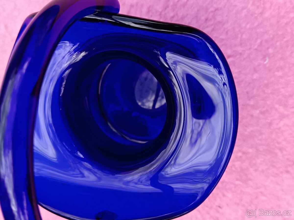 Skleněný modrý košík - 8