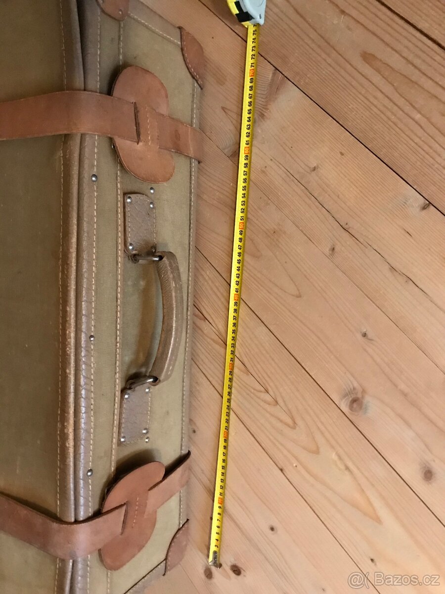 starý vojenský kufr, kožené popruhy - 8