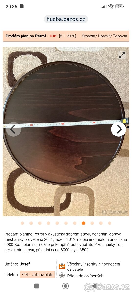 Prodám pianino ( klavír ) Petrof - 8