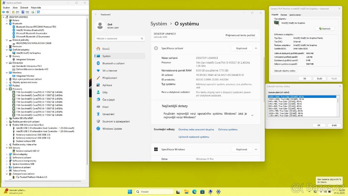 DELL 3420 /i5-1135G7/8GB/SSD256GB/XE/FULLHD/WIN11/ZÁRUKA - 8
