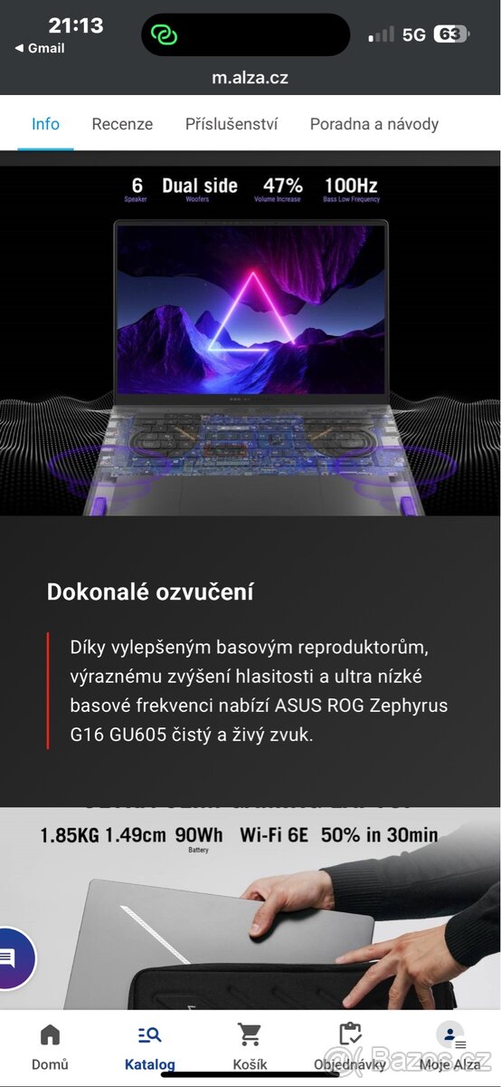 ASUS ROG Zephyrus G16 kovový - herní notebook, počítač, PC - 8