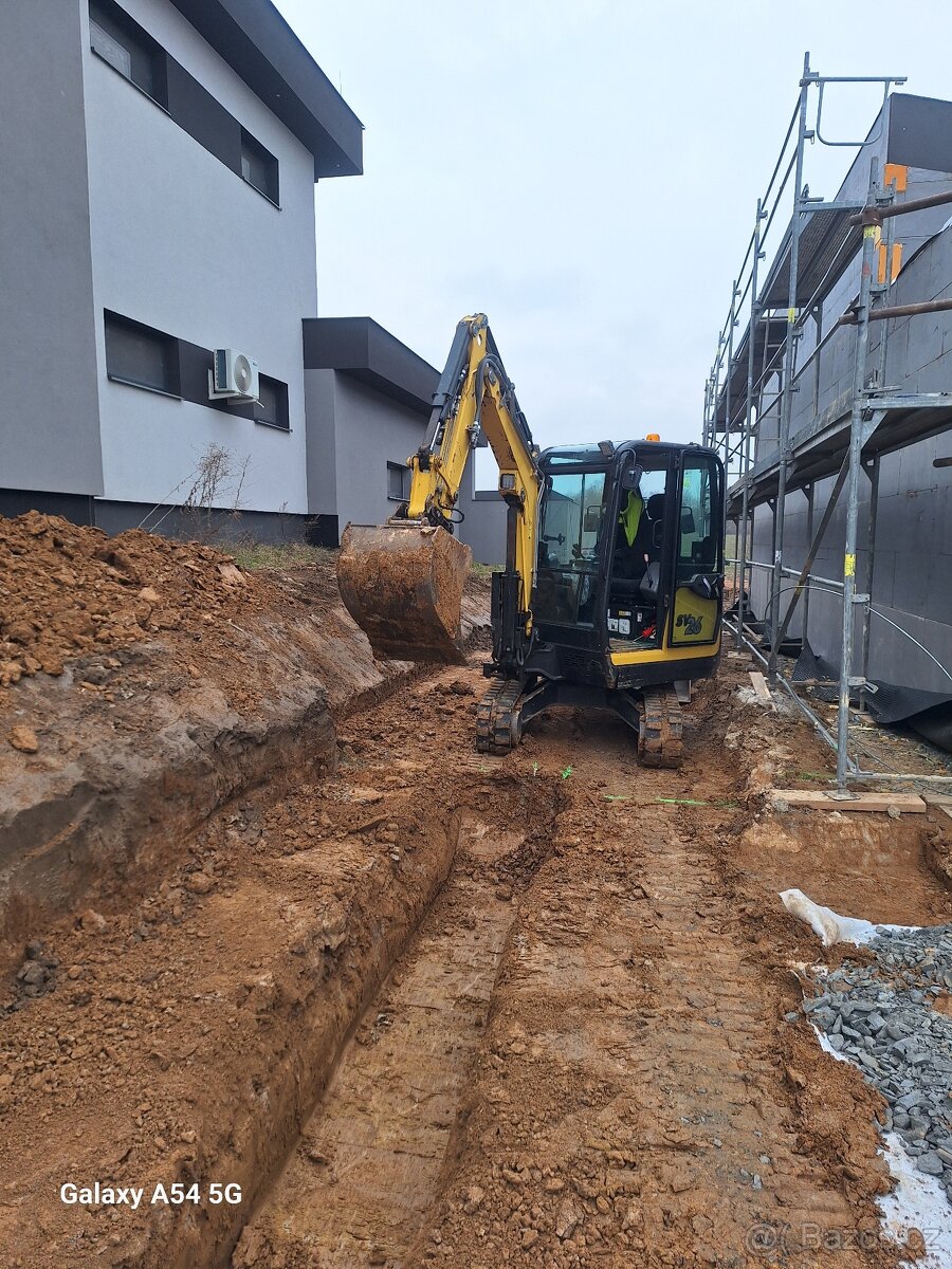 Výkopové práce minibagrem Yanmar, přeprava vozíkem 3t - 8