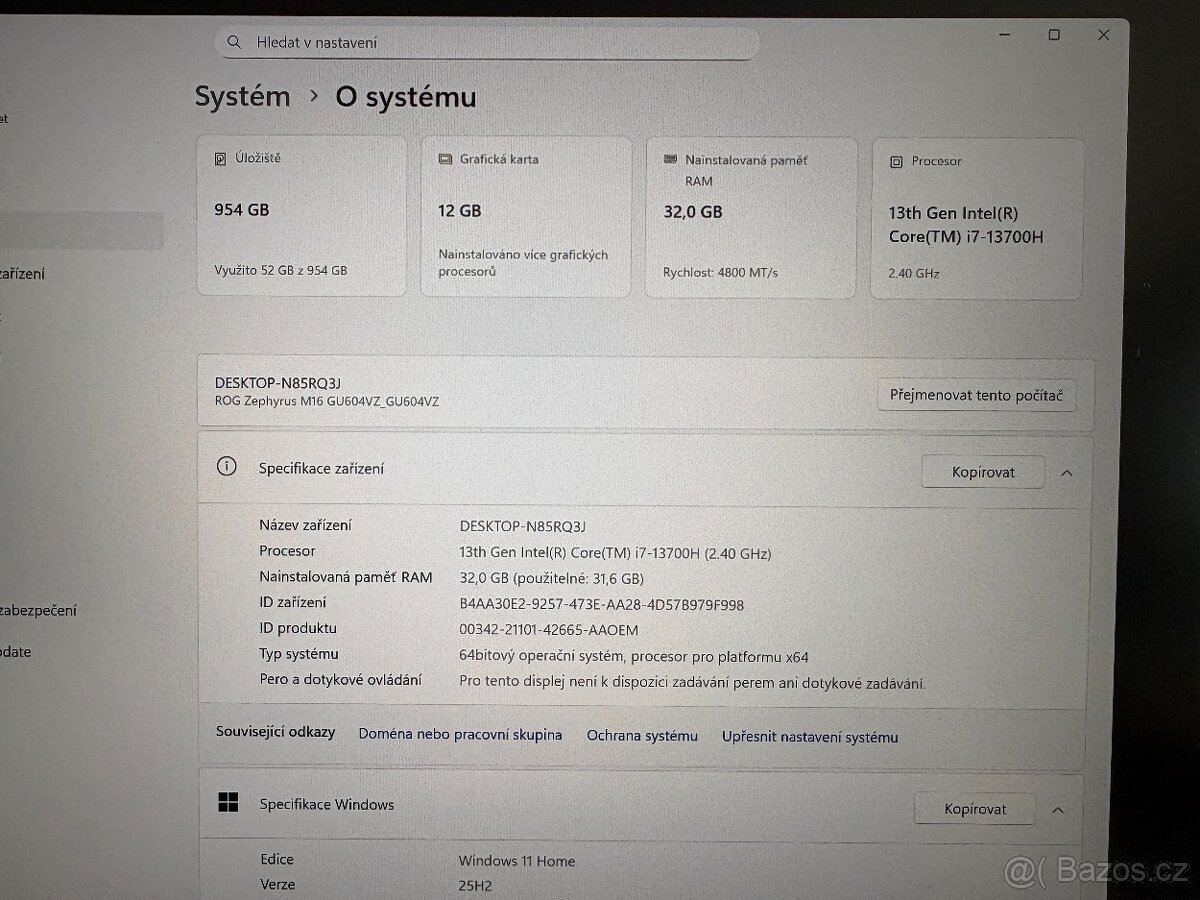 ASUS ROG ZEPHYRUS M16/12GB RTX4080/i7/1TB/RAM32GB/DDR5 - 8