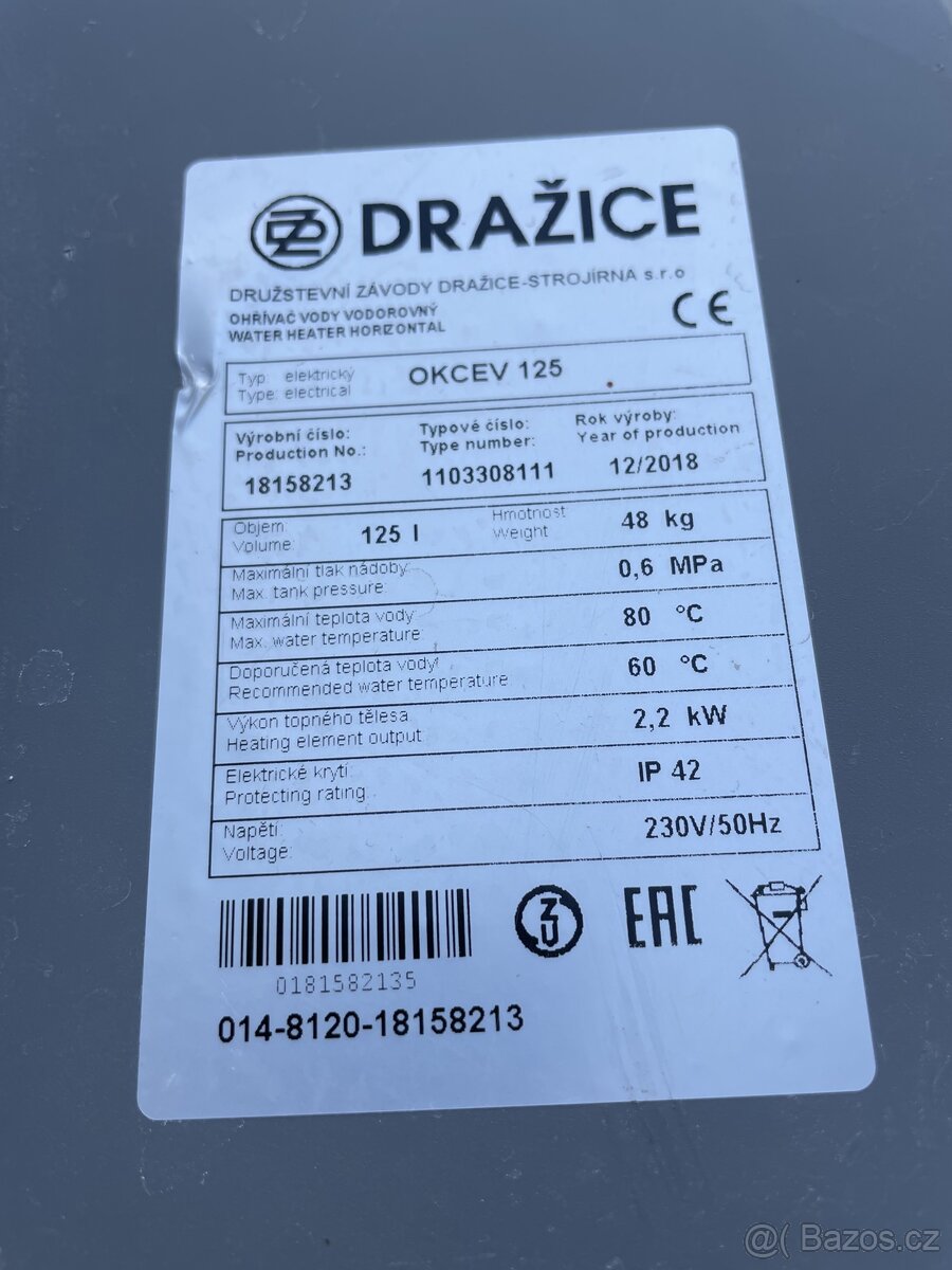 Prodám bojler Dražice OKCE 125. - 8