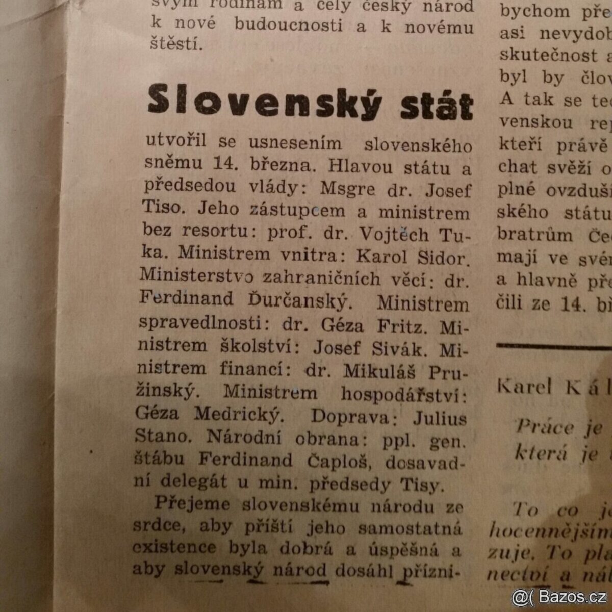 Noviny Nový lid - České země pod protektorátem 3x - 8