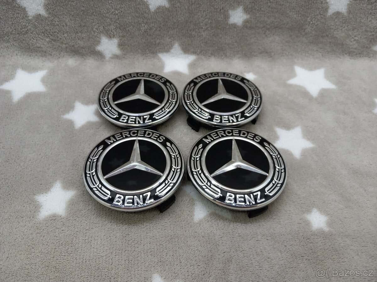 Středové krytky Mercedes 75mm, černé - 8