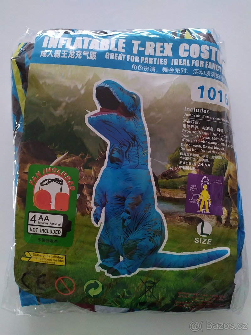 T-Rex nafukovací kostým pro dospělé,děti - 8