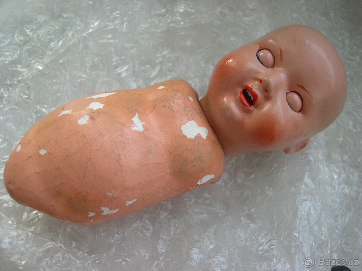 starožitná hlavička mrkací panenky, trup - 8