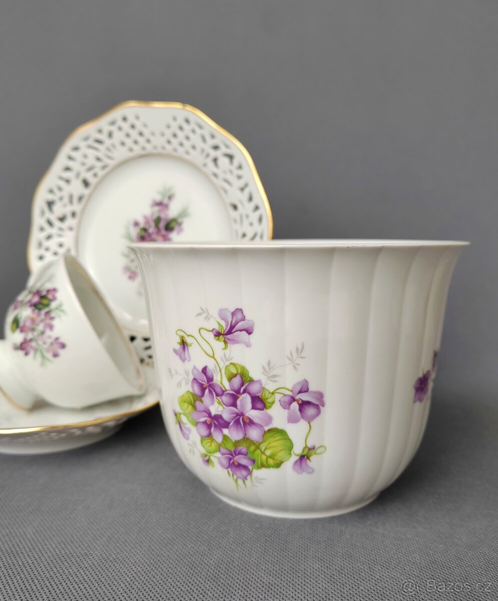 Nádherná porcelánová sada s květinovým dekorem od Schumann - 8