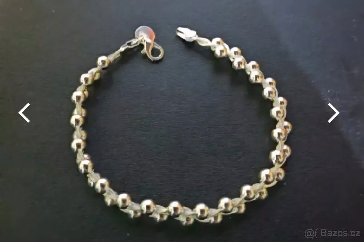 Nový dámský stříbrný náramek dvojitý 925 kuličkový - 8