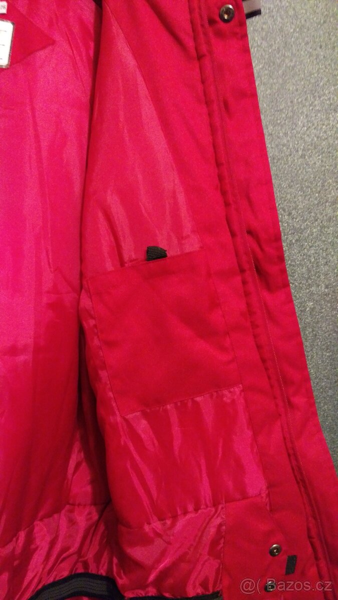 Zimní červeno šedivá bunda nebo kabát - 8