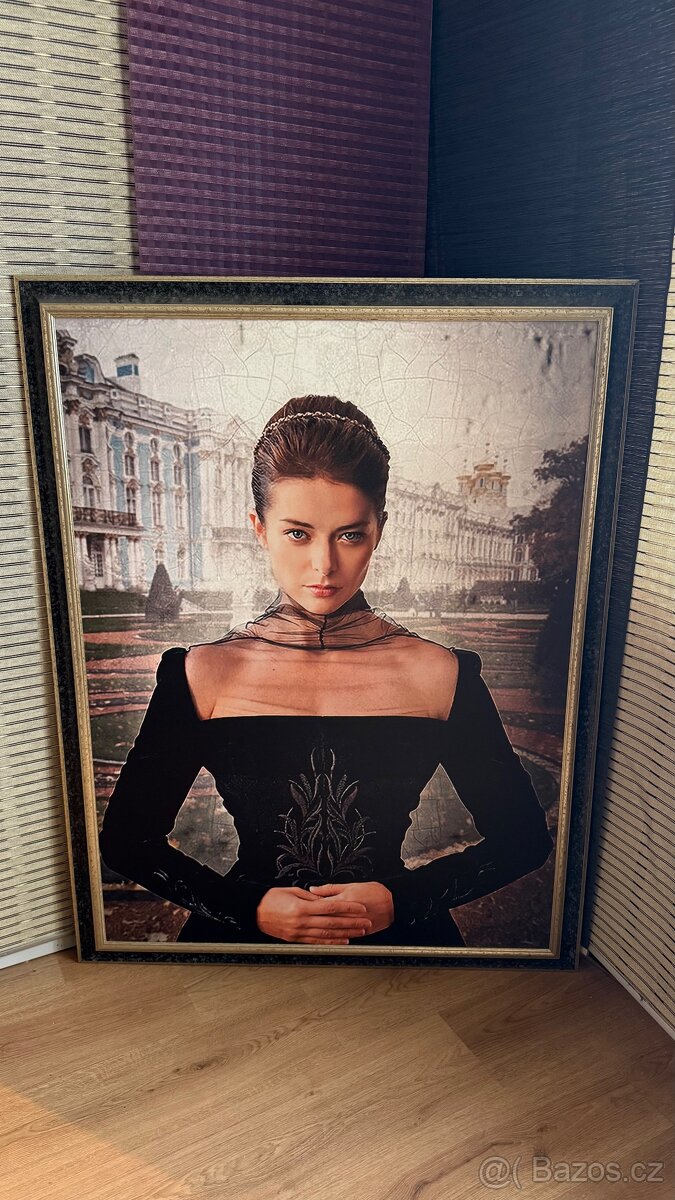 Velký dekorativní obraz – portrét ženy, rámováno (132×102 cm - 8