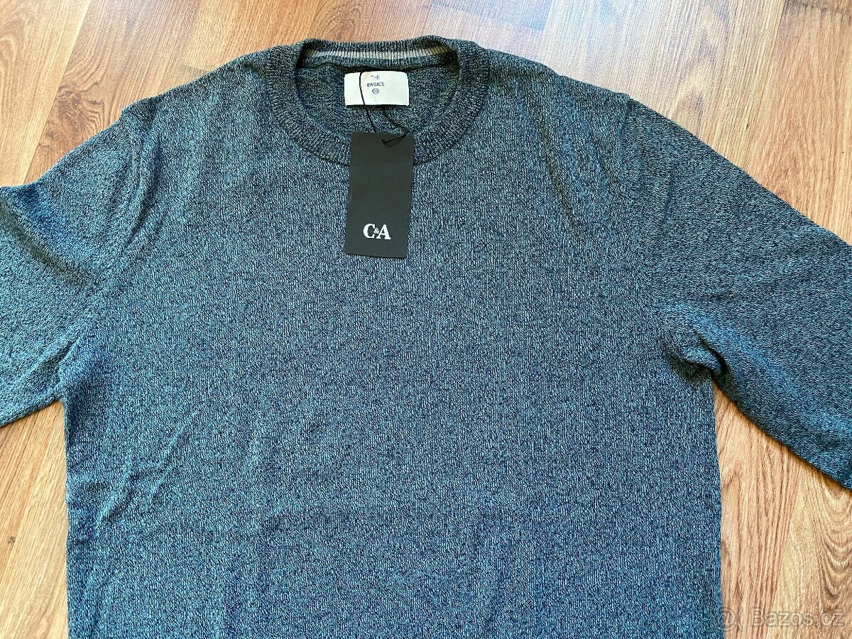 Nový pánský svetr C&A - L, modro-šedý - 8
