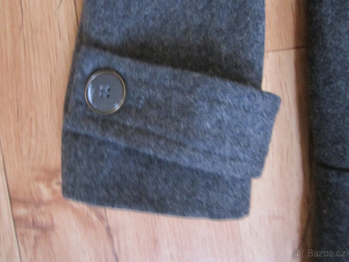 Vlněný tmavě šedý kabát vel. M/L - 8