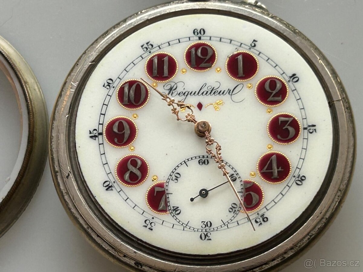 Vellké 66 mm, 202 g těžké kapesni hodinky s LOKOMOTIVOU - 8