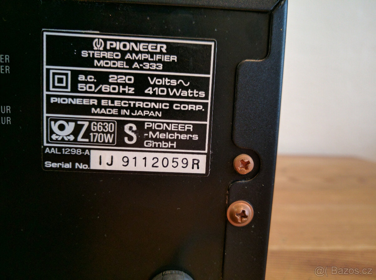 Zesilovač Pioneer A-333, 2 x 40W/8Ω RMS - 8