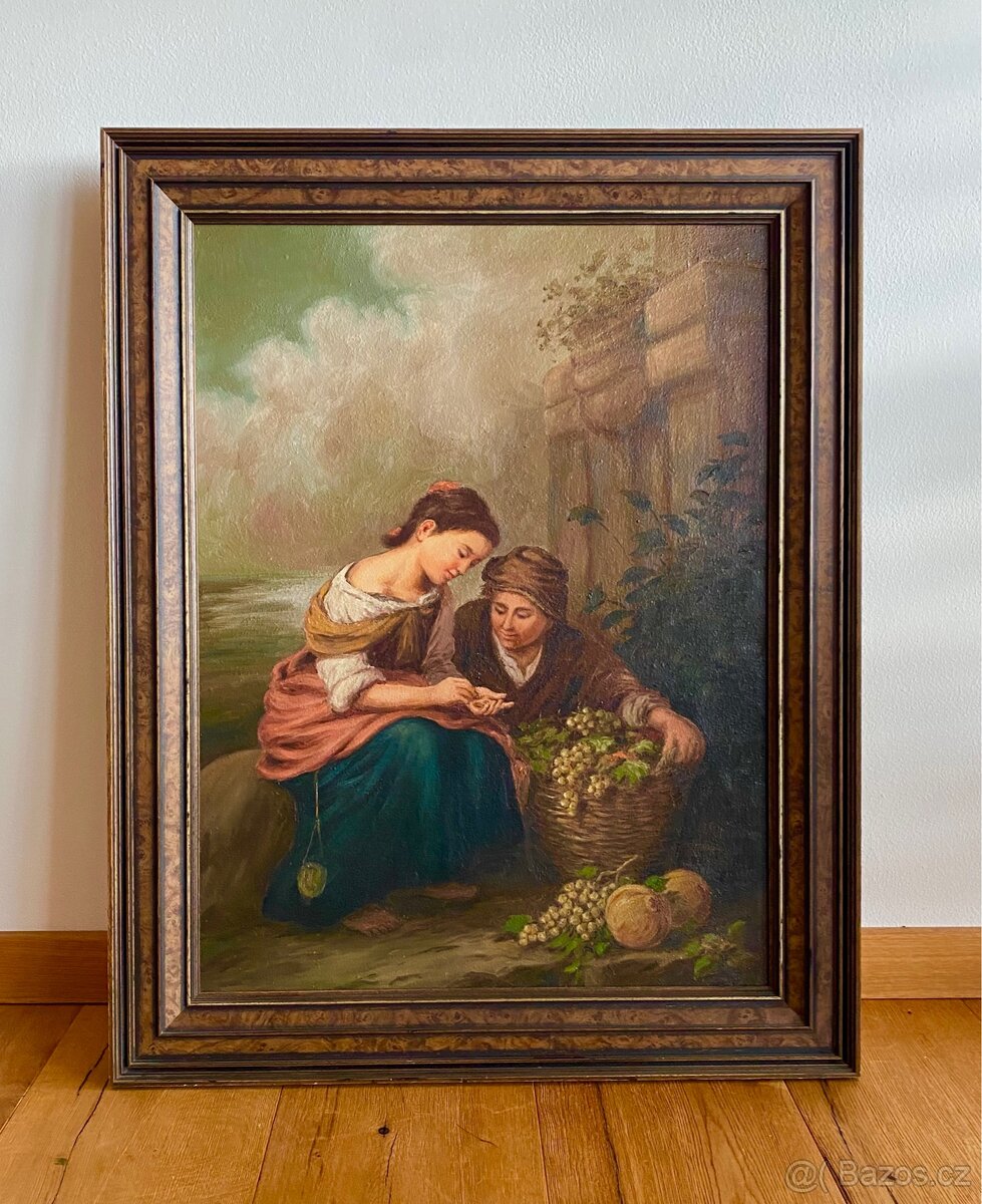 Starý krásný obraz, olejomalba - 8