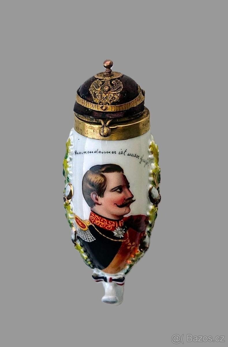 Sběratelská porcelánová vojenská fajfka - ruční malba - top - 8