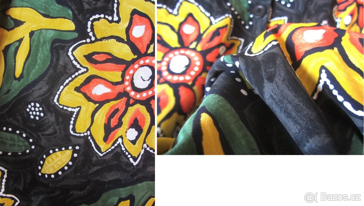 Vintage 90s maxi květované propínací šaty rozparky - 8